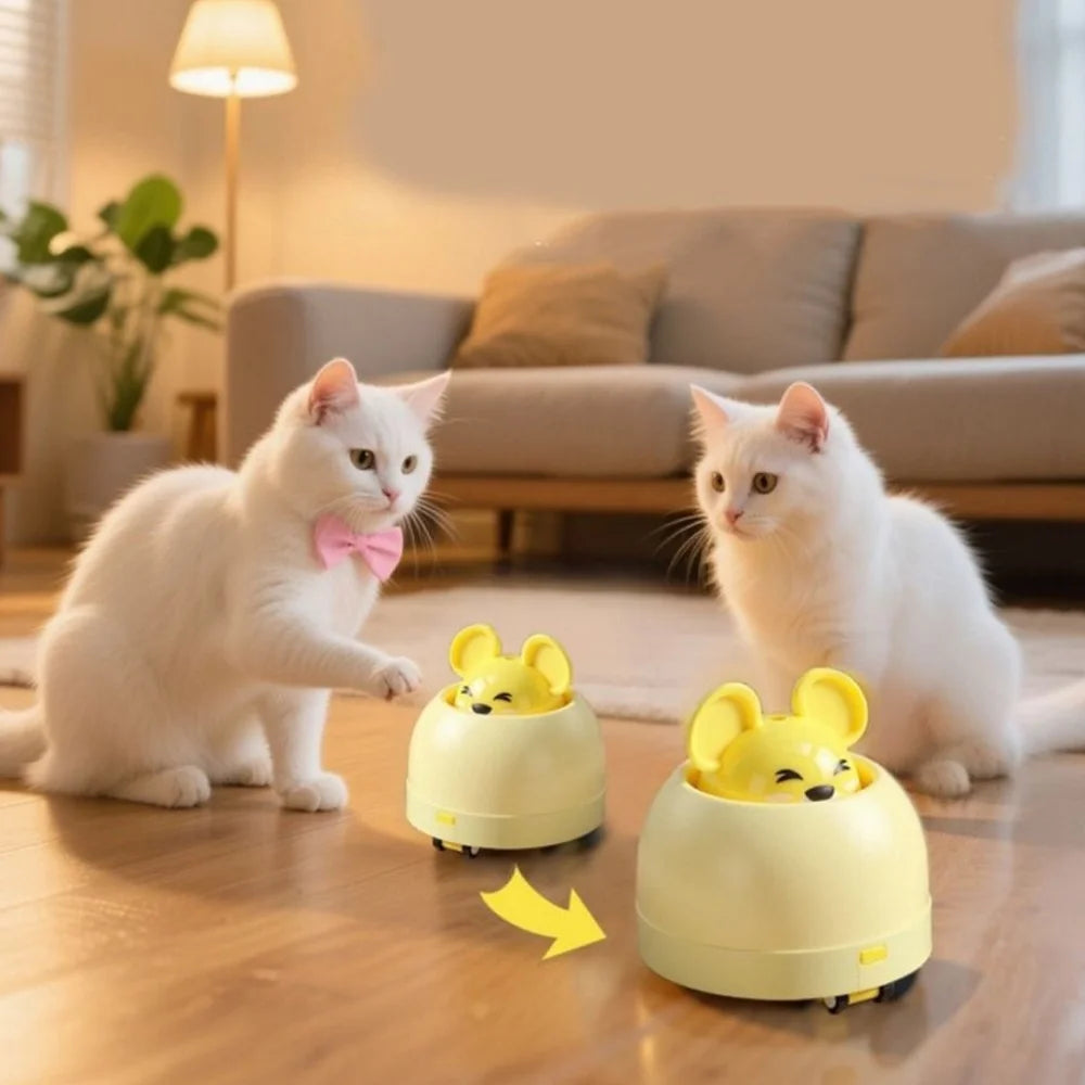 Electric Automatic Cat Teasing Device Smart USB Charging Interactive Cat Toy Plastic Retractable Head Moving Mouse Toy