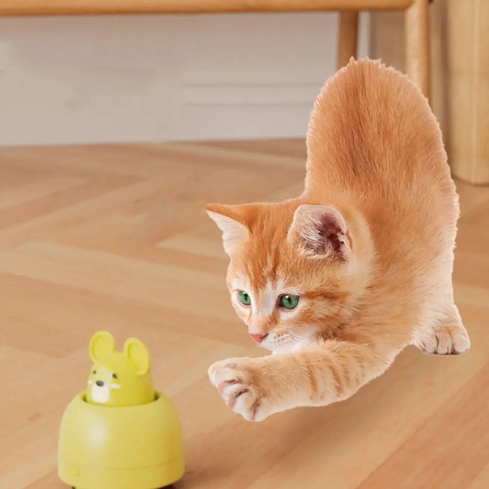 Electric Automatic Cat Teasing Device Smart USB Charging Interactive Cat Toy Plastic Retractable Head Moving Mouse Toy
