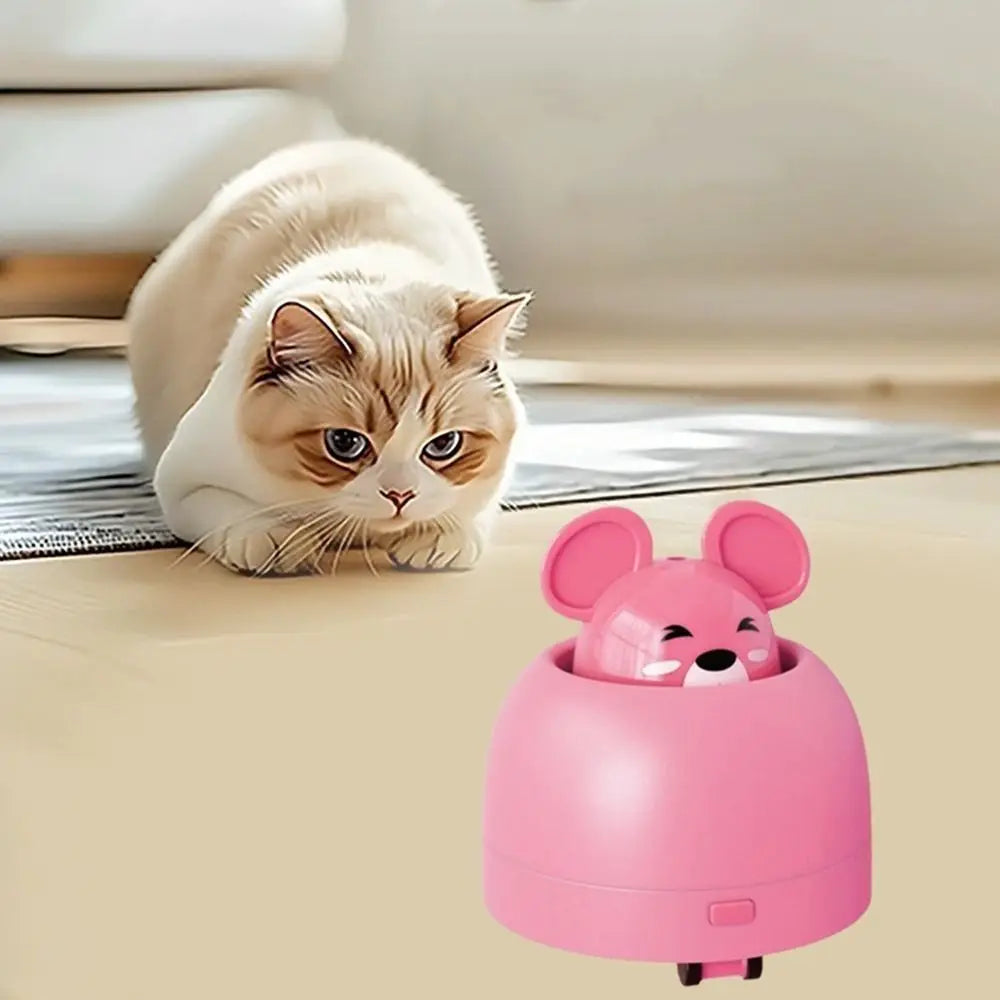 Electric Automatic Cat Teasing Device Smart USB Charging Interactive Cat Toy Plastic Retractable Head Moving Mouse Toy