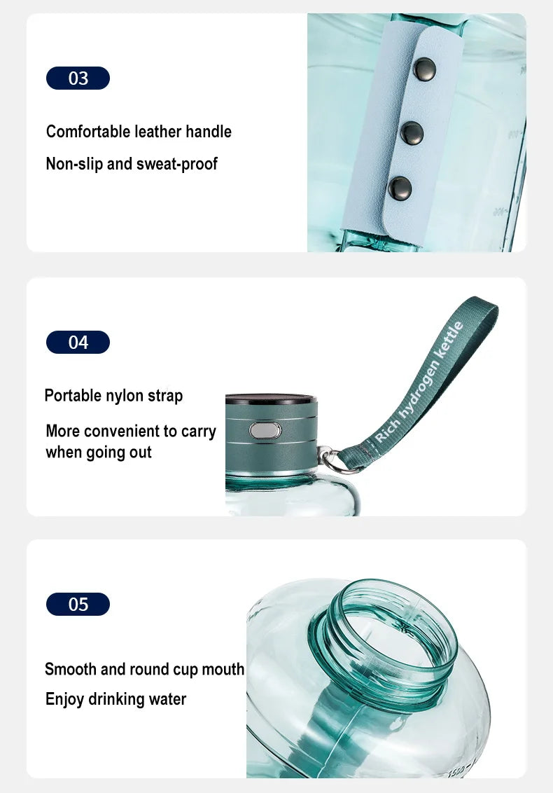 Hydrogen-Rich Water Container Portable Hydrogen Water Bottle Gym Sports Fitness Hydrogen-Rich Sports Bottle Water Kettle 1.5L