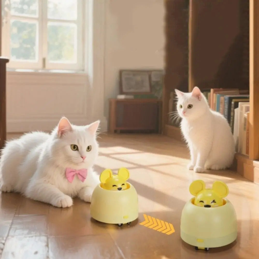 Electric Automatic Cat Teasing Device Smart USB Charging Interactive Cat Toy Plastic Retractable Head Moving Mouse Toy