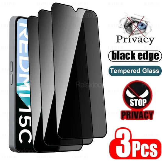3Pcs Anti-Spy Tempered Glass Screen Protector For Xiaomi Redmi 15C Screen Glas Redmy 15 C C15 Global Redmi15C 4G 5G Privacy Film